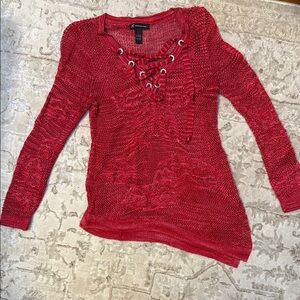 INC International Concepts Red V-Neck Sweater